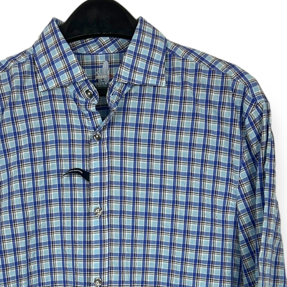 NEW Johnnie-0 Tolleson Featherweight Cotton Mens M‎ Stretch Button Up Plaid $158